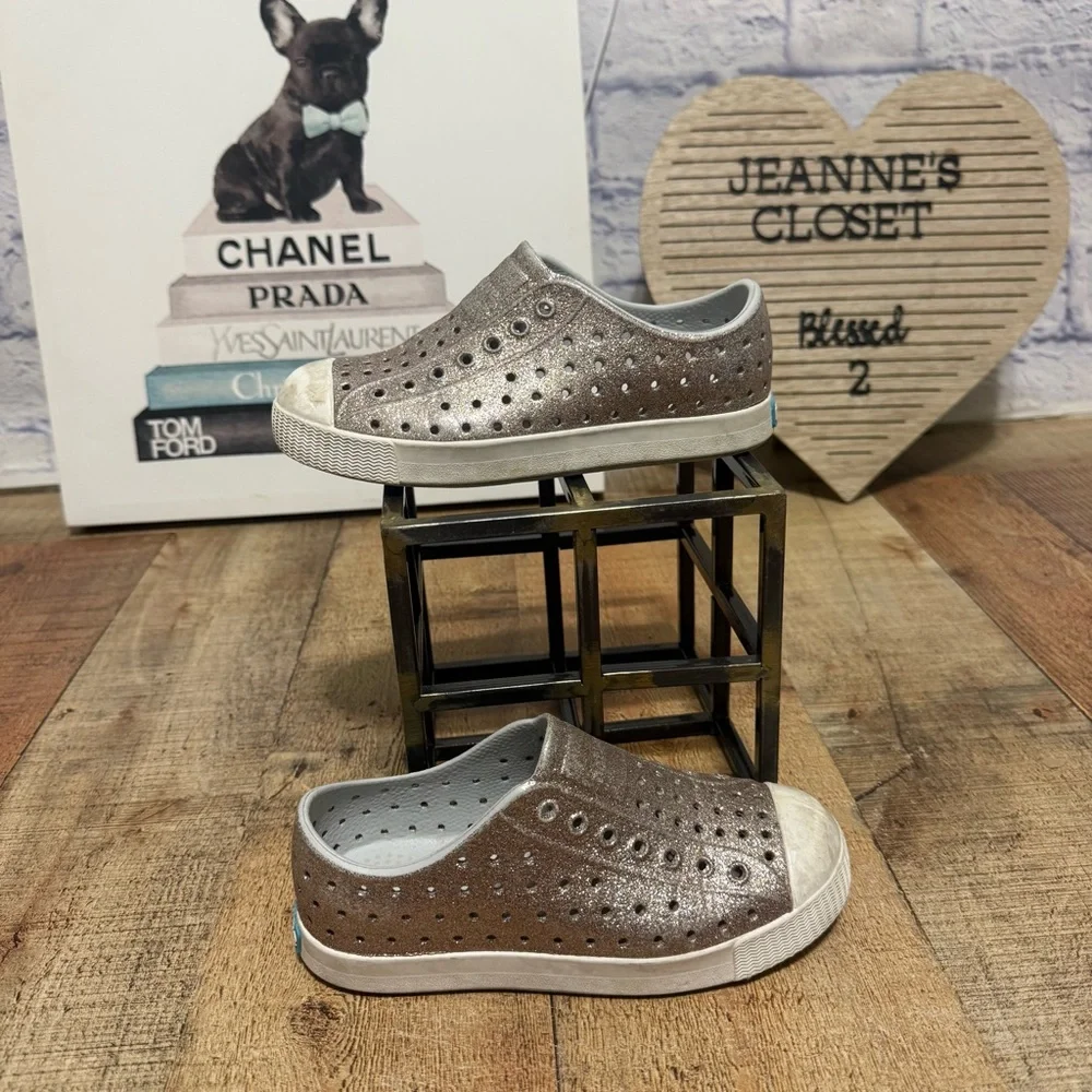 Native Jefferson Metal Bling Glitter Waterproof Slip On Sneakers C 13